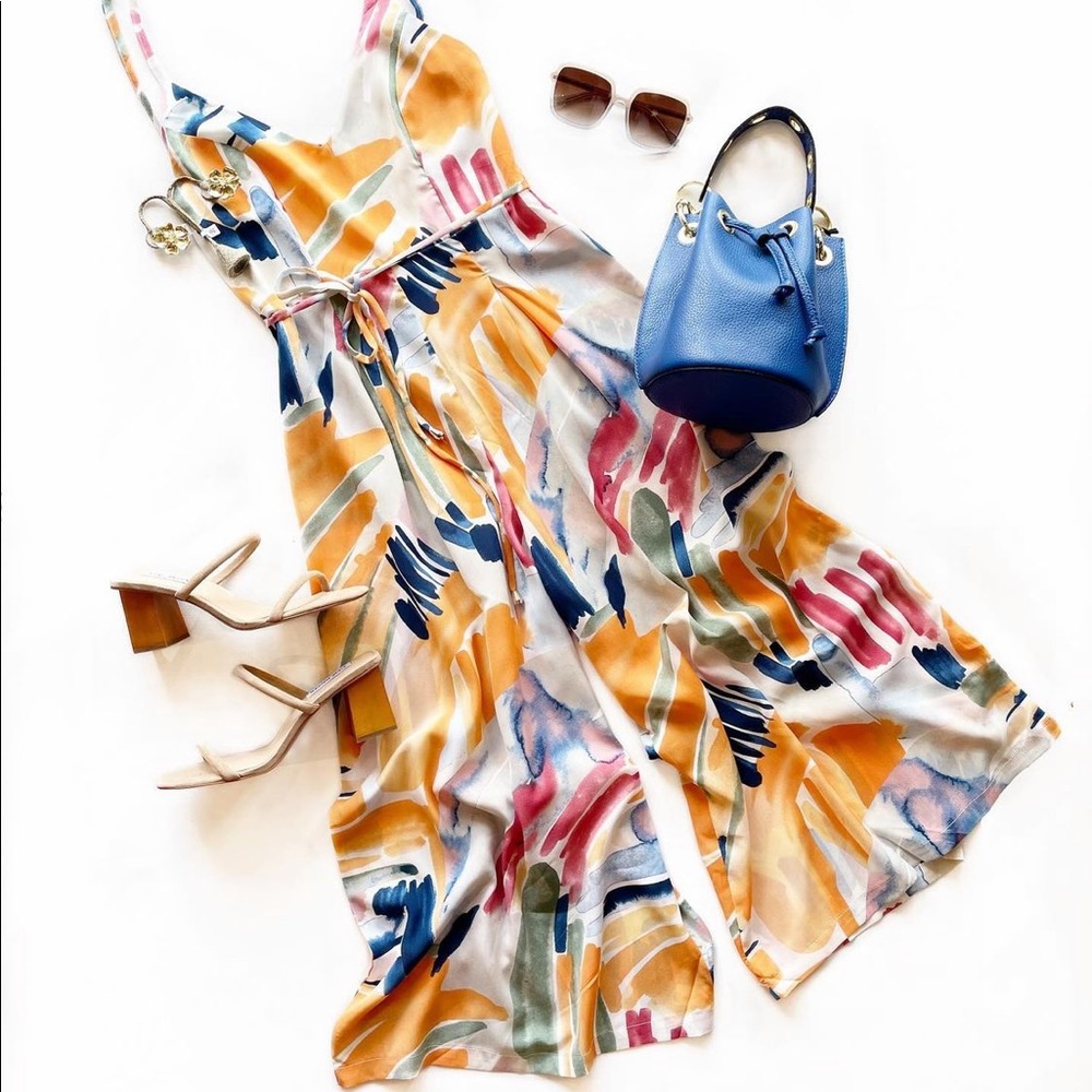 NWT Cropped Watercolor Jumpsuit